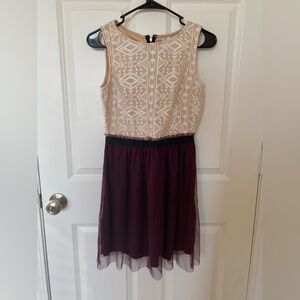 Speechless Cream and Purple Dress